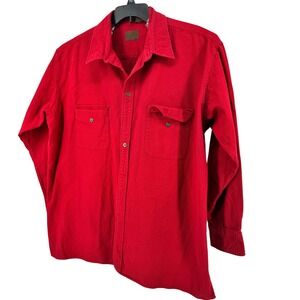 Vintage ST JOHNS BAY Shirt Chamois Cloth Red Flannel 2XLT Long Sleeve Pockets